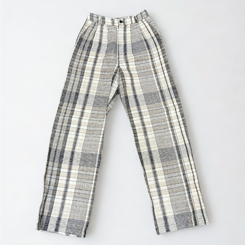 Reformation Women’s Linen Black, Grey & Cream Trouser